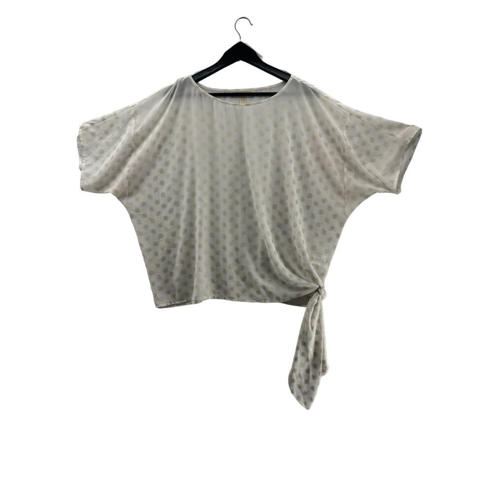 Michael Kors Women's‎ Blouse White with Gold Paisley, Size XL Pre-Owned